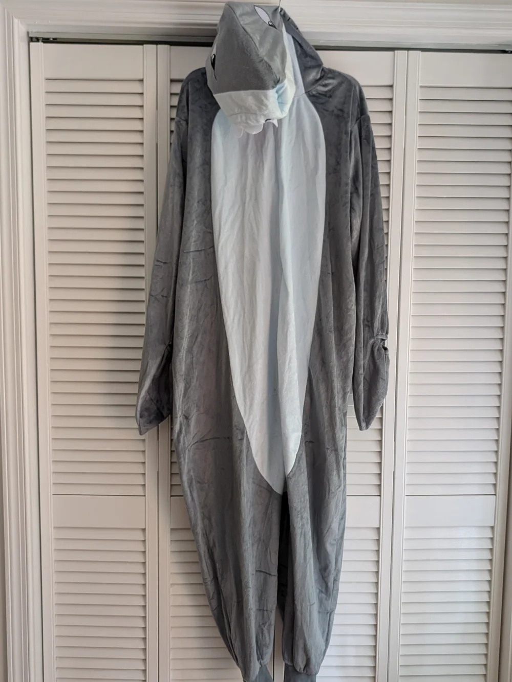 Grey Shark Onesie Costume with White Belly